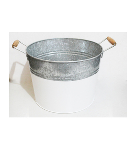 Decorative Party Beverage Cooling <b>Tub</b> with Rustic Metal Finish and Side Grip Handles - Product Image 1