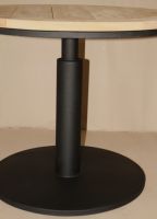 Table à manger ronde de style industriel élégant Dia. 97 x H 74 cm avec plateau en teck massif et pieds en métal thermolaqué pour salle à manger