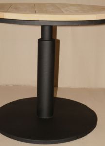 Industrial Elegance <b>Round</b> <b>Dining</b> <b>Table</b> Dia. 97 x H 74 cm with <b>Solid</b> Teak <b>Wood</b> Top and Powder Coated Metal Legs for <b>Dining</b> Room - Product Image 2