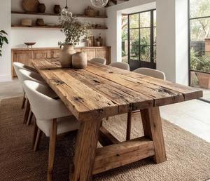 Elegant Solid Wood Square Modern Handmade Eco-Friendly Dining Table Custom <b>Kitchen</b> <b>Furniture</b> for Hotel Villa Use at Best Price - Product Image 1