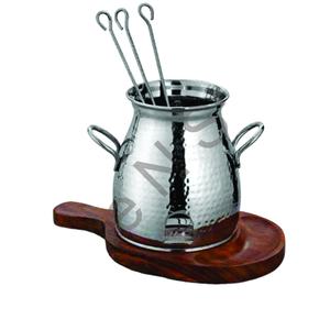 Table Tandoor en acier inoxydable couleur argent chauffe-plat classique martelé à paroi unique avec couvercle plat de service - Product Image 1