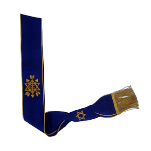 Écharpe de l'Ordre des Agents de Surveillance Secrète des Établissements Locaux, en satin bleu ethnique avec broderie dorée, service OEM - Product Image 2