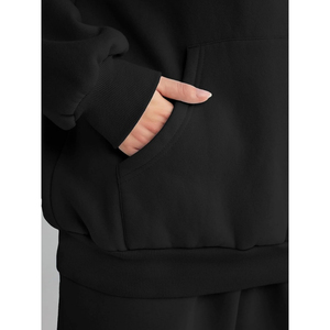 Ensemble de survêtement surdimensionné gris clair pour femme, qualité supérieure, en molleton de coton, avec sweat à capuche et pantalon de survêtement pour femme, saison hivernale - Product Image 6