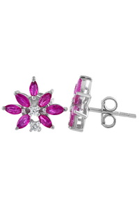 Pendientes de Diamantes y Múltiples Zafiros con Baño de Rodio en Plata de Ley 92.5 para Boda y Compromiso KLST-30809 - Product Image 4
