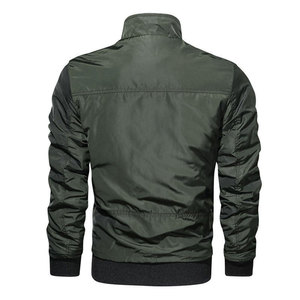 Veste bomber en satin de qualité supérieure, coupe-vent, couleur unie, fermeture à boutons, veste bomber décontractée de haute qualité pour hommes - Product Image 4