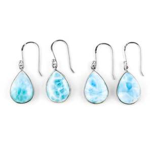 Boucles d'oreilles en larimar bleu, argent sterling 925, serties de pierres précieuses naturelles de larimar, bijoux faits à la main pour femmes, vente en gros - Product Image 3