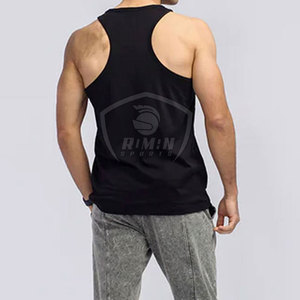 Camiseta sin Mangas para Hombre, Color Negro Sólido, Cuello Redondo, Transpirable, de Secado Rápido, Ropa Deportiva Informal, con Logotipo Estampado en la Parte Delantera - Product Image 4