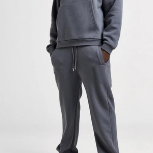 Survêtements unisexes en molleton de coton mi-lourd, imprimés personnalisés, avec sweat à capuche et pantalon de survêtement à jambes larges, style streetwear oversize, pour l'hiver - Product Image 3