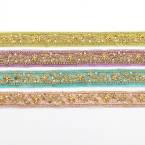 Multi Coloured Embroidered Lace Trim Luxury Ethnic Floral Border for Wedding Dress Garment Accessories Craft DIY Sewing Lace - Product Image 1