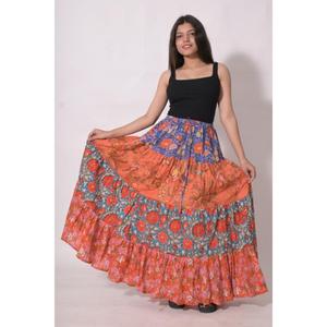 Falda Maxi de Algodón con Parches Estilo Boho, Falda Larga con Estampado Artesanal, Falda Étnica para Mujer - Product Image 4
