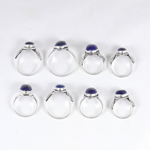 Anillo de Compromiso y Boda para Mujer, Hecho a Mano, con Lapislázuli, Decorativo, con Cuentas, Chapado en Plata de Ley, Estilo Vintage - Product Image 4
