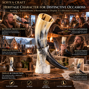 แก้วน้ำวัวธรรมชาติ SOFIYA CRAFT พร้อมฐานวาง |   ถ้วยเขาสัตว์ขัดเงาทำมือ |   เครื่องดื่มสไตล์นอร์สยุคกลาง - Product Image 5