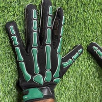 Nouveauté 2026 Gants de football américain sur mesure, respirants, à fermeture auto-agrippante, avec design squelette injecté en caoutchouc, lisses