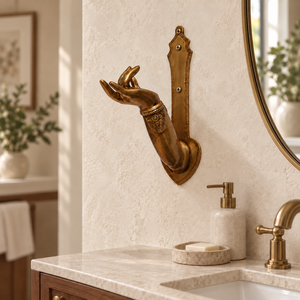 SHUBHAM Decorative Brass Finish Hand <b>Towel</b> Hook Wall Mounted <b>Robe</b> Hook Bathroom Rail Holder - Product Image 6
