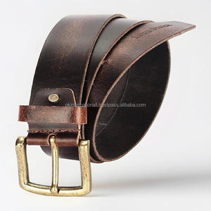 Ceinture décontractée pour homme en cuir véritable marron de haute qualité avec boucle en laiton solide et interchangeable, tailles personnalisées disponibles, commande en gros - Product Image 5