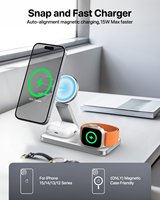 Station de charge sans fil pliable 3-en-1 GREENLEMON CH-T8 en ABS, support de charge magnétique multifonctionnel, sorties 5W-15W