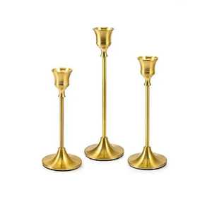 Modern Gold Plated Stainless Steel Taper <b>Lantern</b> Eco Friendly Heat Resistant Shiny <b>Brass</b> Metal Single Head Event Wedding Table - Product Image 1
