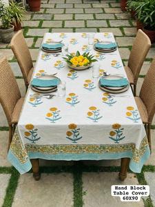 Nappe de table en coton imprimée à la main de qualité supérieure, 6 places, réutilisable, disponible au prix direct usine - Product Image 2