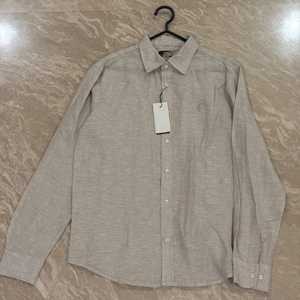Chemise d'été décontractée pour homme en mélange coton-lin brodé, écologique, respirante, à manches longues, avec col rabattu et bouton unique - Product Image 2