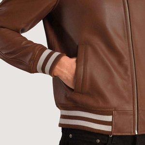Best premium high <b>Leather</b> Manufacturer Pakistani Wholesale Casual <b>Leather</b> Varsity <b>Jacket</b> for Men Design <b>Leather</b> Varsity <b>Jacket</b> - Product Image 5