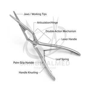 Tijeras para Septum Becker de Doble Acción Sambrialmed International, Hojas Dentadas Anguladas de 18 cm, Instrumentos Manuales para Rinoplastia - Product Image 5