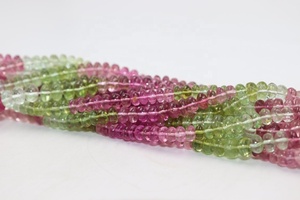 ลูกปัดทัวร์มาลีนทรงรอนเดลคุณภาพ AAA หลายสี ขนาด 14 นิ้ว 5-6 มม. สายร้อยธรรมชาติ ทัวร์มาลีนสีแตงโม สำหรับทำเครื่องประดับ - Product Image 2