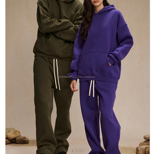 Otoño e Invierno nueva sudadera Hipster acolchada suelta hombres Oversize con capucha Hipster hombres sudadera pantalones traje - Product Image 1