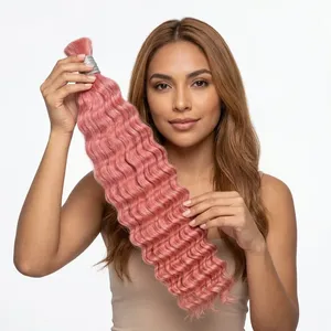 Extensiones de Cabello Humano Ondulado Rosa, Remy Indio, Largo, Suave, Sedoso, Natural, Tamaño Personalizado, Base de Seda, Doble Trama - Product Image 2