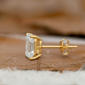 Boucles d'oreilles en diamant 0,5 ct 1,0 1,5 2,0 3,0 4,0 ct, diamants de laboratoire CVD/HPHT, taille émeraude, bijoux en or 14K/18K - Product Image 4