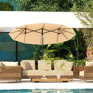 Ombrellone da Giardino a Doppia Faccia da 2,9 m con Inclinazione a Pulsante e 3 Prese d'Aria, 12 Stecche, in Poliestere per Esterni - Product Image 2