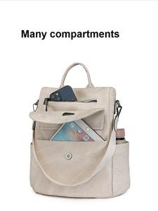 Sac à dos convertible en cuir PU beige crème - Product Image 4