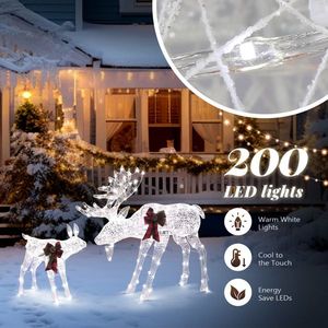 2 pezzi 4ft 30V 3.6W Moose famiglia 200LED stringa di pelle luce bianca giardino alce decorazione per decorazioni giardino giardino - Product Image 5
