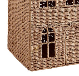 Handcrafted Natural Seagrass Castle Box Creative Toy Storage Chest <b>with</b> Flat <b>Lid</b> Wicker Castle <b>Basket</b> Window Detail - Product Image 2