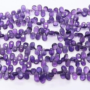 Perles d'améthyste africaine naturelle facettées en forme de poire, 7x10 mm, perles de pierres précieuses d'améthyste, perles d'améthyste violettes pour la création de bijoux - Product Image 3