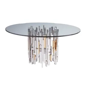 Mesa de Centro Moderna de Diseño Redonda de Acero Inoxidable Ecológica para Sala de Estar - Product Image 2