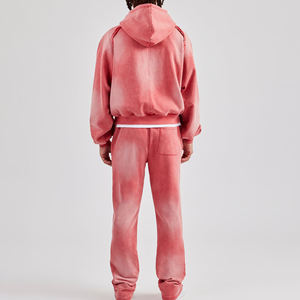 Unisex <b>Pink</b> <b>Tracksuit</b> Set Hooded Sweatshirt Pants Solid Color Casual Style Full Length Breathable Quick Dry 100% Cotton Winter - Product Image 3