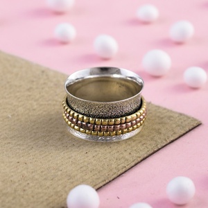 Wholesale Handmade Three Tone Spinner <b>Ring</b> <b>for</b> Women & <b>Men</b> Sterling Silver Meditation Anxiety Fidget <b>Rings</b> - Product Image 1
