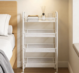 OEM/ODM Vietnam 4-tier metal <b>rolling</b> storage cart, space-saving <b>rack</b> for organizing household items in kitchen & bathroom - Product Image 3