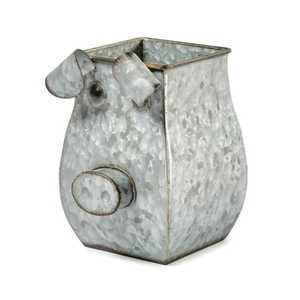 Jardinière en métal galvanisé en forme de cochon, pot à fleurs vintage rustique en fer pour la décoration extérieure du jardin, de la maison et du balcon - Product Image 1