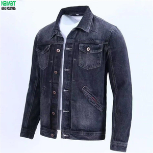 New Stylish Customization <b>Black</b> Lapel Winter Unisex 100% Cotton/100% Polyester High Street Retro Loose Casual Denim <b>Jean</b> <b>Jacket</b> - Product Image 1