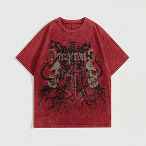 เสื้อยืดคอตตอนทรงหลวมโอเวอร์ไซส์สำหรับผู้ชาย ขายส่ง แบบไหล่ตก ล้างสีแบบแอซิดวอชและสโตนวอช พิมพ์ลายสกรีนและพิมพ์ลายแบบ DTG ตามสั่ง - Product Image 6