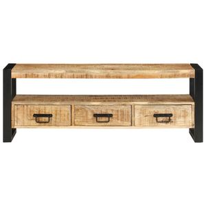 Meuble TV en bois naturel noir - Support élégant au design stylé - Product Image 2