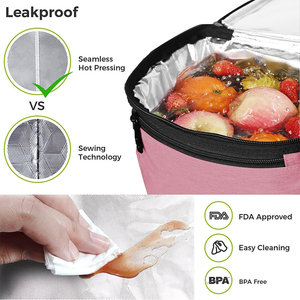 Pink Double Layer Insulated Cooler Lunch Bag for Picnic Camping Travel - Product Image 5
