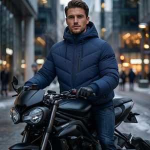 Veste d'hiver matelassée à capuche pour homme, légère, chaude, zippée, décontractée, pour l'extérieur, isolée - Product Image 6