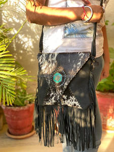 กระเป๋าหนังนิ่มคลุมผมสไตล์ตะวันตกสำหรับผู้หญิง, กระเป๋าหนังสไตล์โบฮีเมียนขนสัตว์คุณภาพสูง - Product Image 2