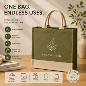 Bolsa de Yute Ecológica Mediana AMANI con Logotipo Personalizado, Asa de Hombro Reutilizable para Compras y Regalos, 33x37x16cm (Bengala Occidental) - Product Image 1