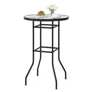 38-Inch Patio Bar <b>Table</b> with Durable Tempered Glass Top Elegant <b>Outdoor</b> Bar <b>Tables</b> - Product Image 6