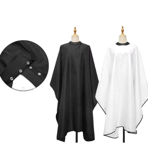 Cape de Barbier Professionnelle Imperméable, Robe de Coiffeur Noire avec Boutons Pression - Cape de Barbier - Product Image 3