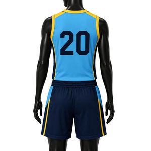 Conjunto de Uniforme de Baloncesto Azul Claro y Amarillo para Hombre, Jersey y Pantalones Cortos, Ropa Deportiva para Equipo, Entrenamiento, Partido, Rendimiento - Product Image 2