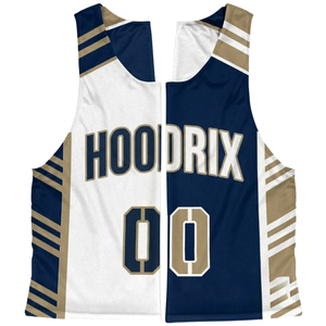 OEM Lacrosse Pinnies Personalized Reversible Vest Athletic Team Sublimated Tank <b>Top</b> Breathable Team Name Dot Design Black White - Product Image 3